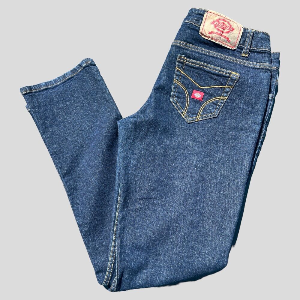 Dickies Women’s Dark Wash Jeans Size 17 Low Rise Straight Leg 34x31 Work Denim